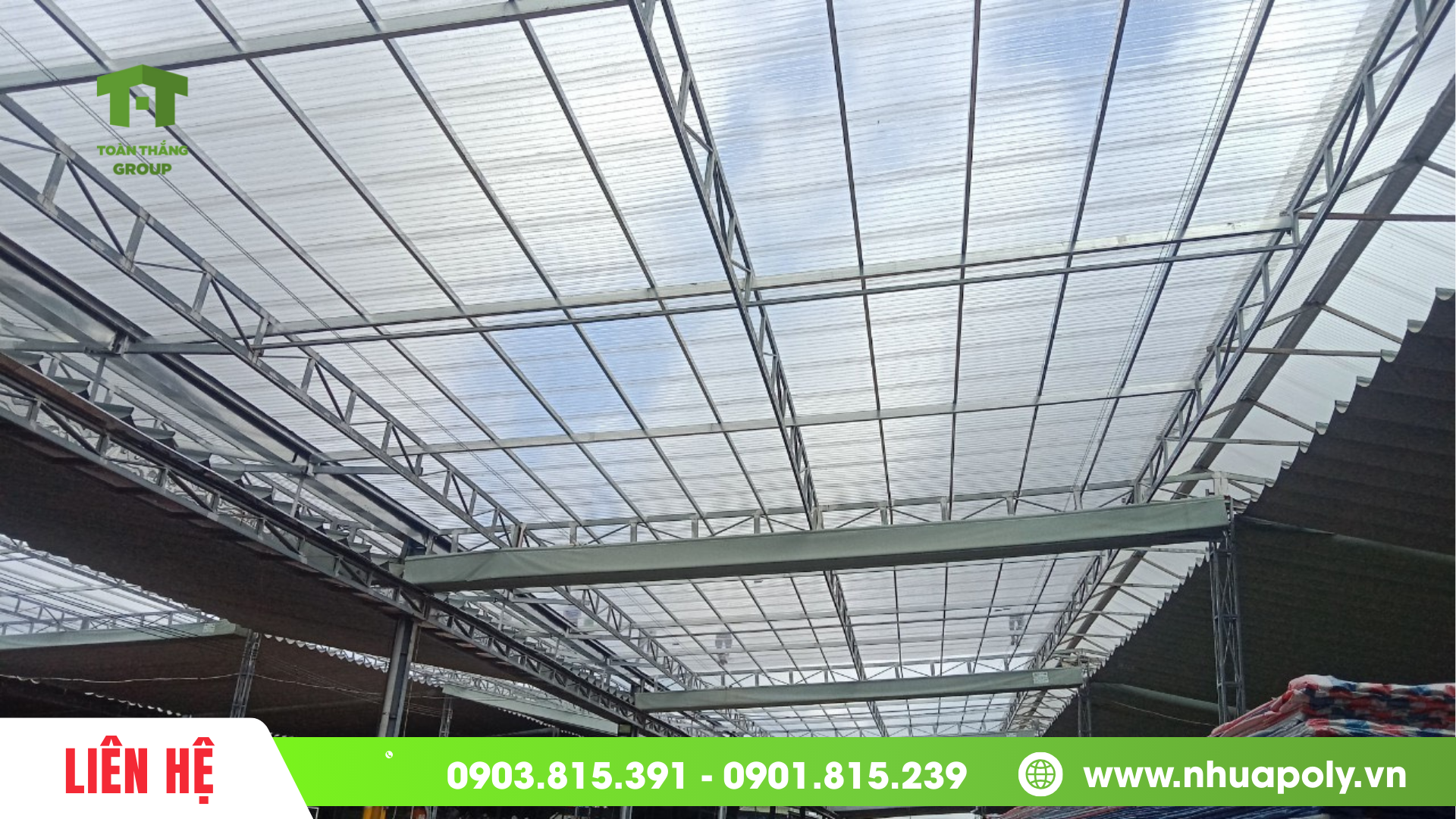 Ứng dụng tôn sóng tròn lấy sáng poly solar light trong thi công mái nhà xưởng