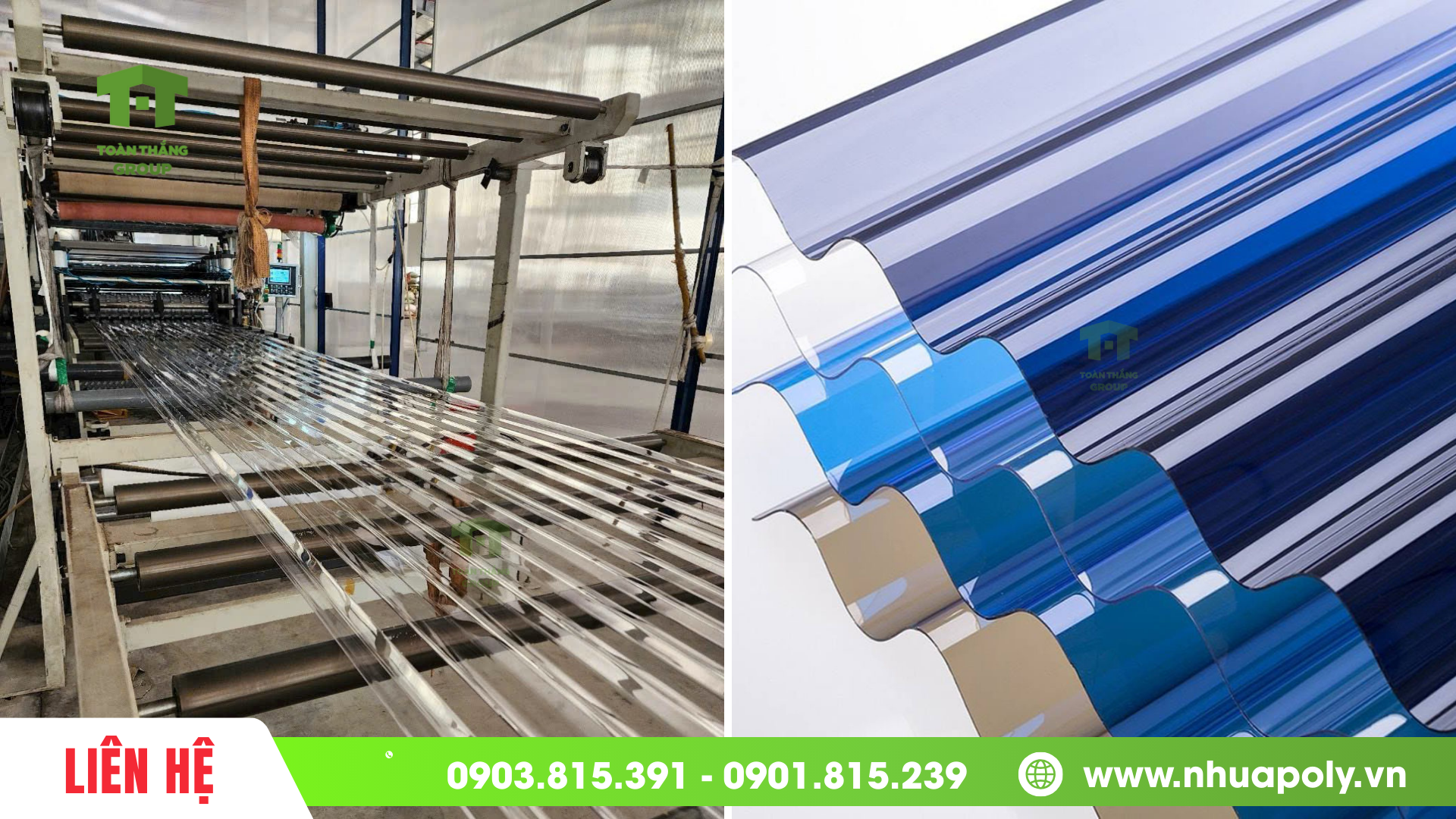 Hình ảnh tôn sóng tròn lấy sáng poly solar light do Toàn Thắng sản xuất và phân phối