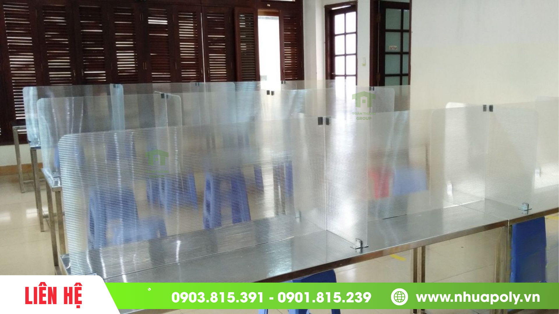 tấm poly solar light rỗng 5mm làm vách ngăn