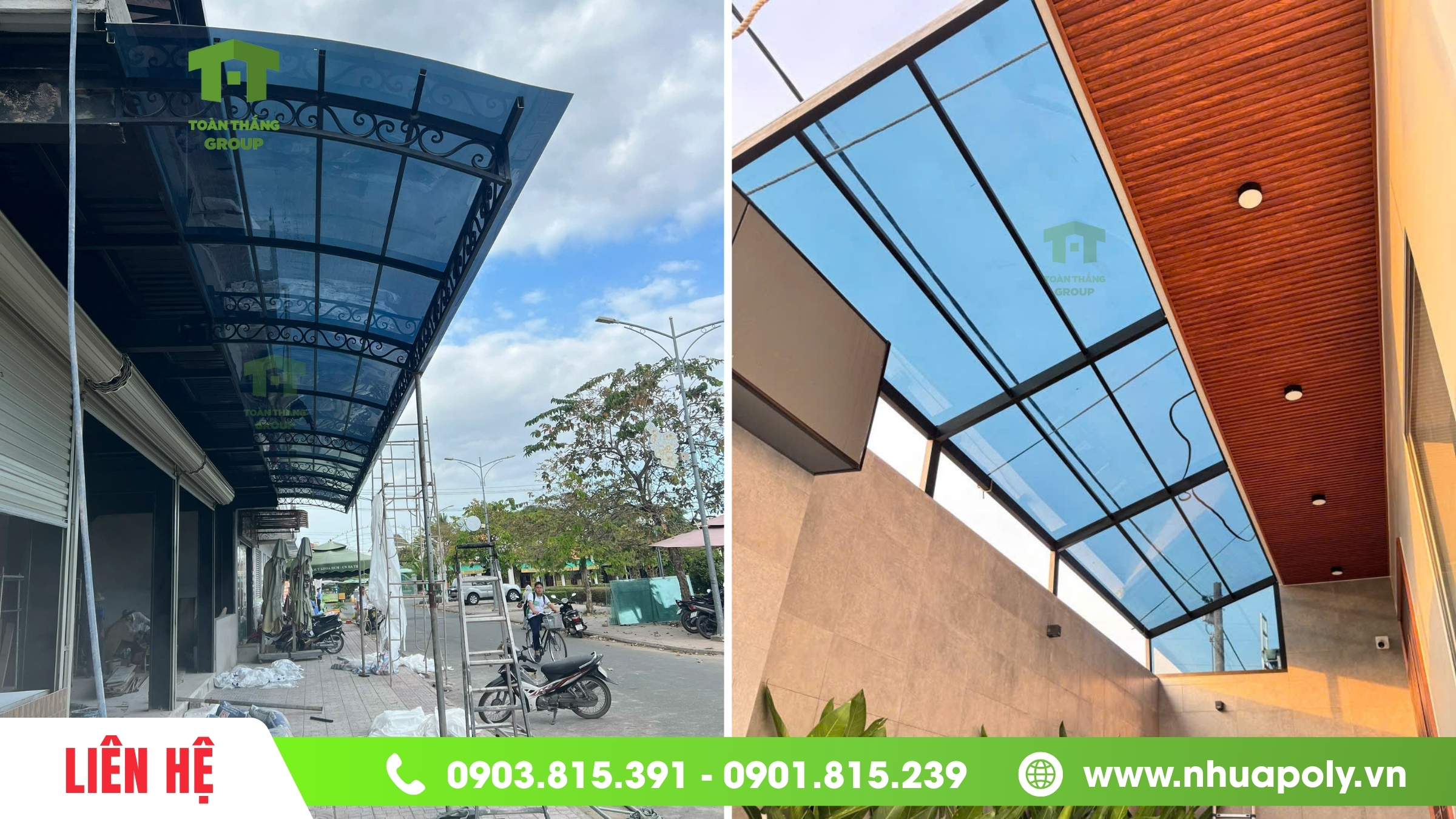 mái hiên bằng tấm poly solar light