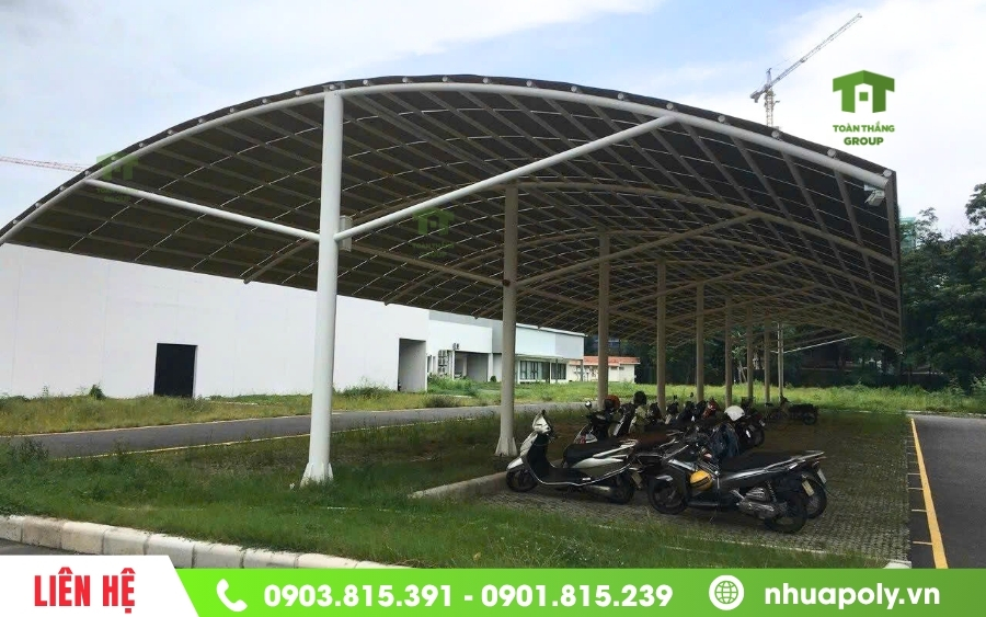 Mái che nhà để xe bằng tấm poly solar light